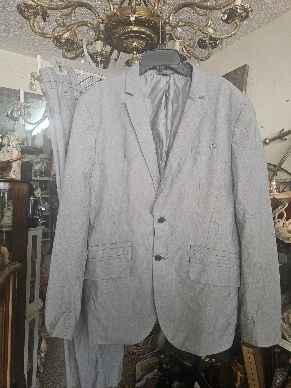Armani Exchange Light Gray Men's Two-Piece Suit - Blazer & Trousers